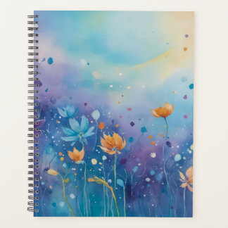 Peinture lunaire d'un champ de fleurs plein de vie