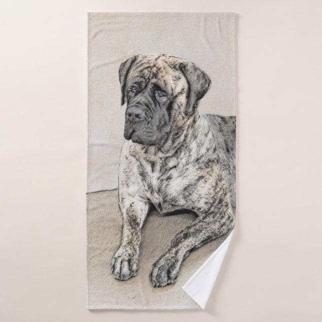 Peinture mastiff anglaise (Brindle) - Dog Art (Serviette de bain)