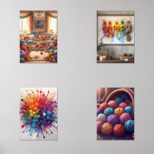 Peinture murale en fils coloré - Crochet et Knitti