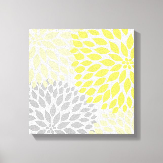 Peinture murale en toile Carré jaune et gris (Recto)
