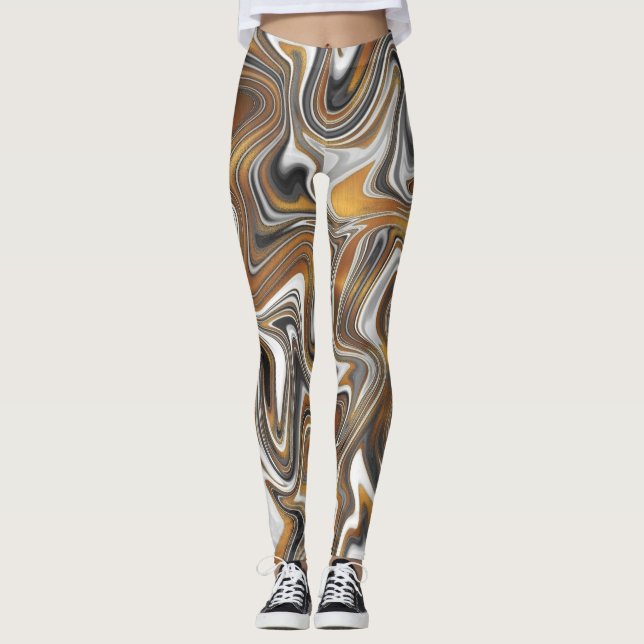 Peinture noire et blanche en or avec des Leggings (Devant)