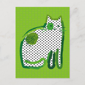 peinture numérique de 'chat vert' Carte postale