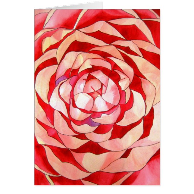 Peinture originale d'art d'abrégé sur rose camélia (Devant)
