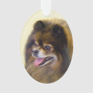 Peinture Poméranienne Noir et Tan Art Chien origin