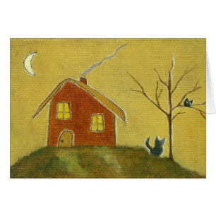 Peinture primitive d'art de chat de Chambre