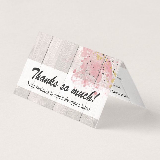 Peinture rose et or sur Merci en bois rustique (Front)