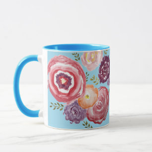 Peinture rose Fleur Bouquet de café Mug