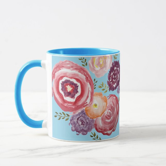 Peinture rose Fleur Bouquet de café Mug (Gauche)