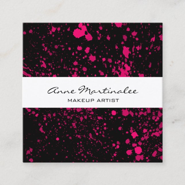 Peinture rose sur Carte de visite Carré noir (Devant)