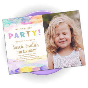 Peinture rose violet Anniversaire Invitations avec