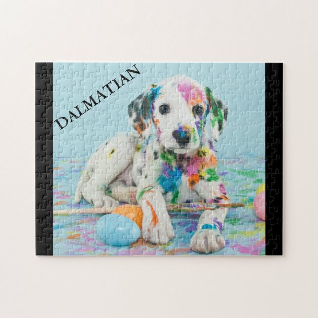 PEINTURE SPLATÉRÉ PUZZLE DALMATIQUE PUPPY. JIGSAW  (Horizontal)