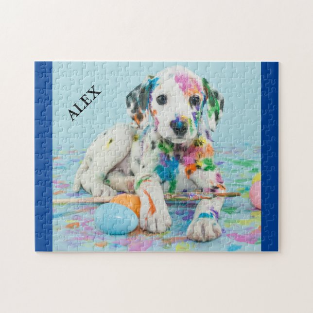 PEINTURE SPLATÉRÉ PUZZLE DALMATIQUE PUPPY. JIGSAW  (Horizontal)