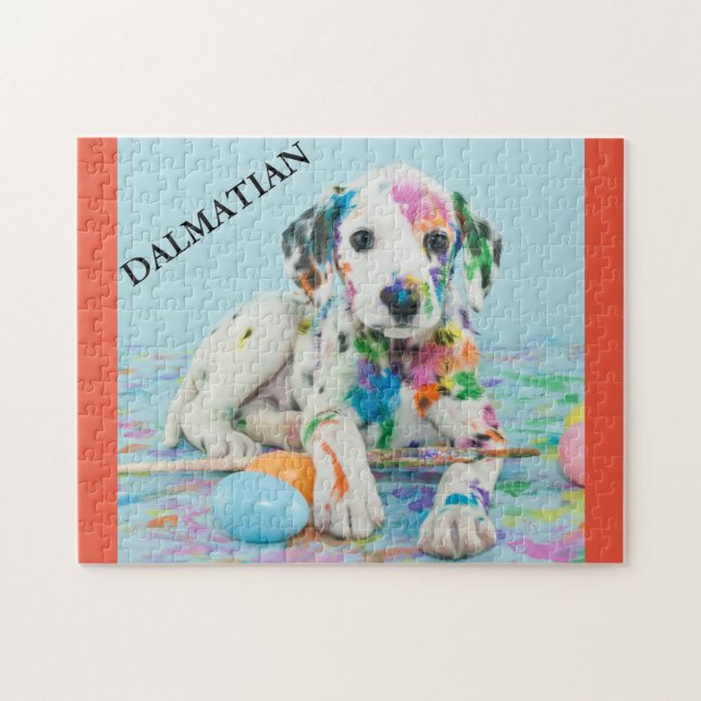 PEINTURE SPLATÉRÉ PUZZLE DALMATIQUE PUPPY. JIGSAW  (Horizontal)