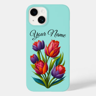 Peinture Tulip - coque iphone Turquoise Personnali