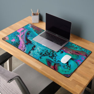 Peinture turquoise en noir rose Abstrait