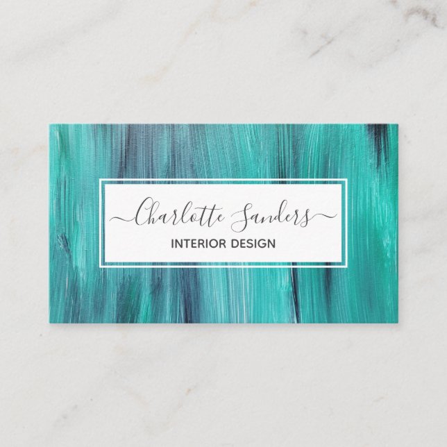 Peinture turquoise et carte de visite blanc (Devant)