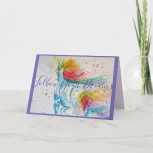 Peinture Unicorn Suivez vos rêves Carte Anniversai