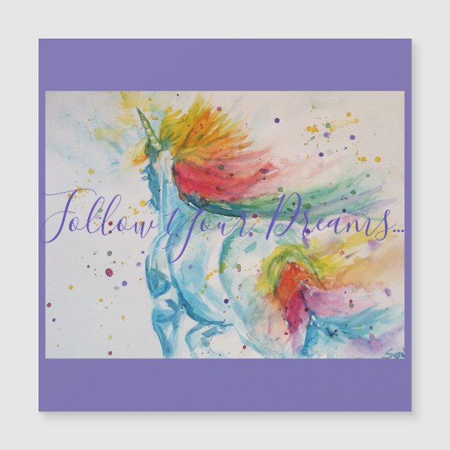 Peinture Unicorn Suivez vos rêves Carte Anniversai (Devant)
