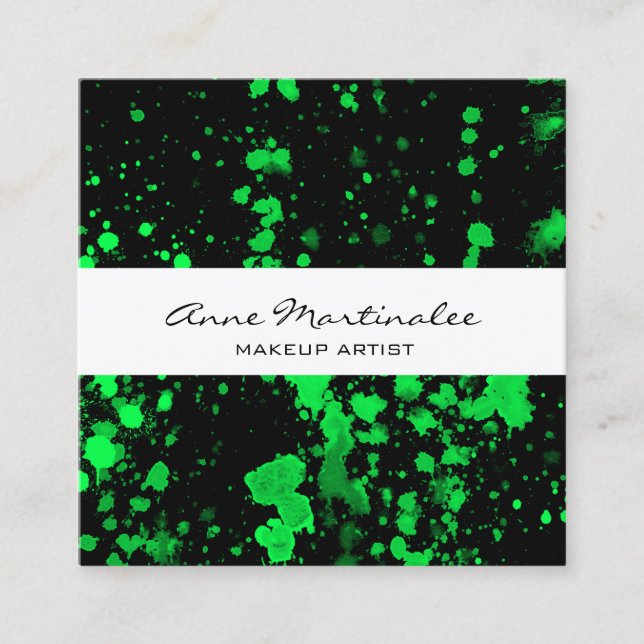 Peinture verte sur Carte de visite Carré noir (Devant)