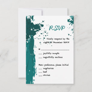 Peinture verte turquoise - Invitation RSVP