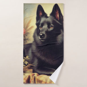 Peinture vintage de Chien Schipperke