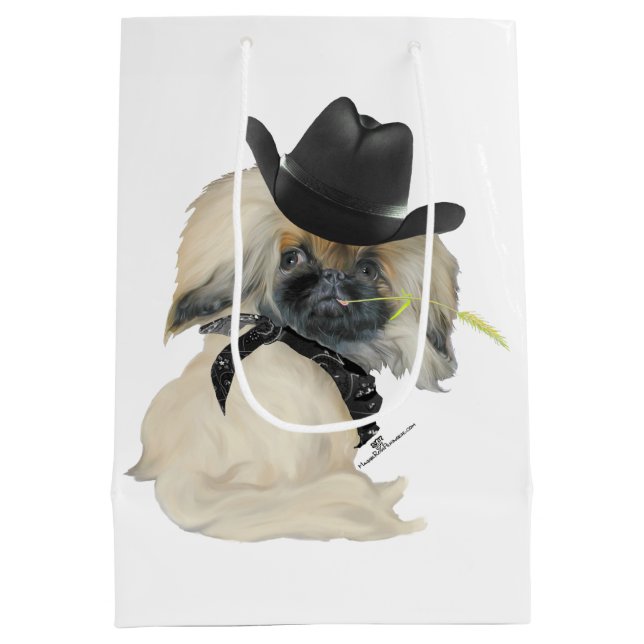 Peke Cowpoke Medium Gift Bag (Back)