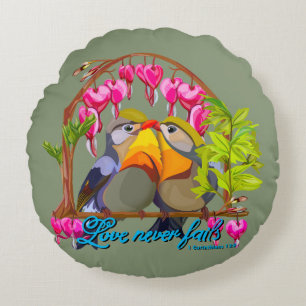 Pekin Robins—Leiothrix Love Never Fails Round Pillow