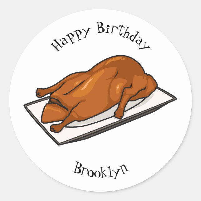 Peking duck cartoon illustration classic round sticker (Front)