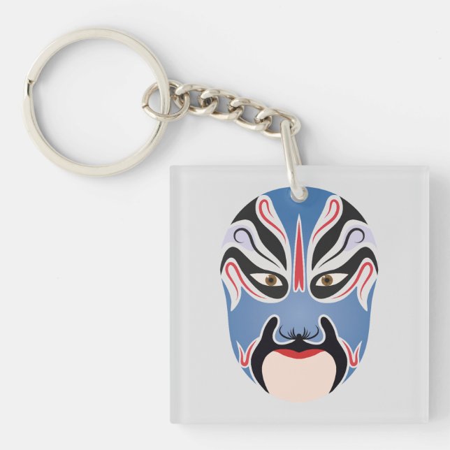 Peking opera makeup Lu Meng Keychain (Front)