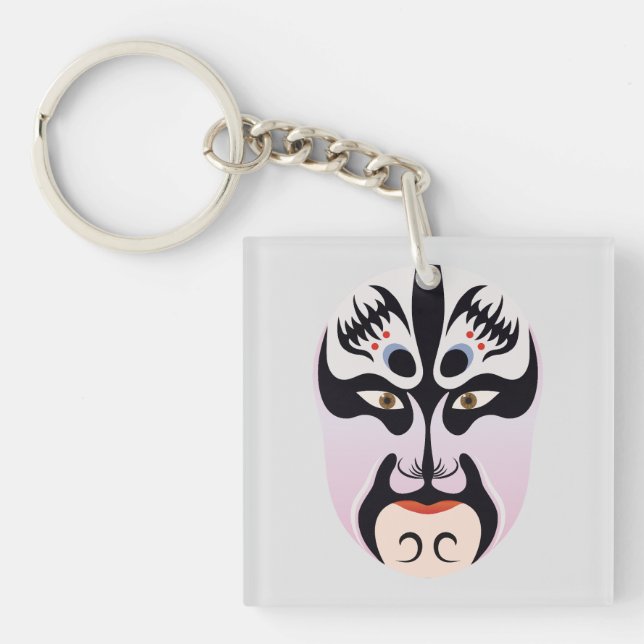 Peking opera makeup Zhang Fei Keychain (Front)