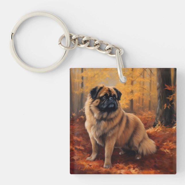 Pekingese à l'automne Feuilles automne Inspire (Devant)
