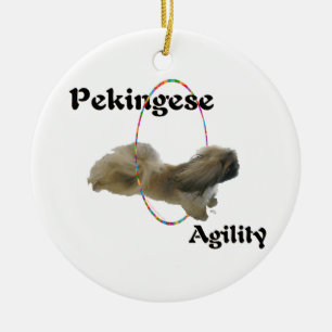 Pekingese Agility Ceramic Ornament