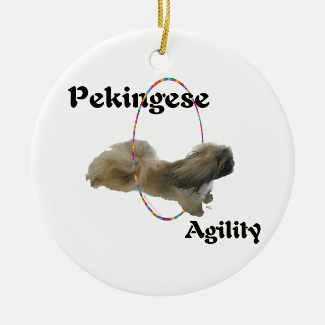 Pekingese Agility Ceramic Ornament (Front)