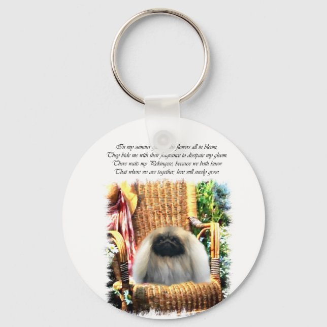 Pekingese Art Gifts Keychain (Front)