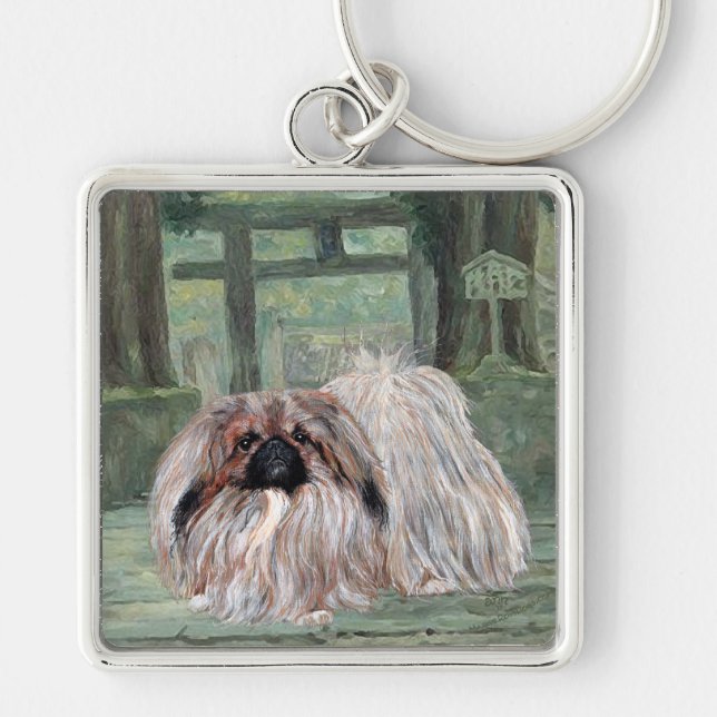 Pekingese at Oriental Gateway Keychain (Front)