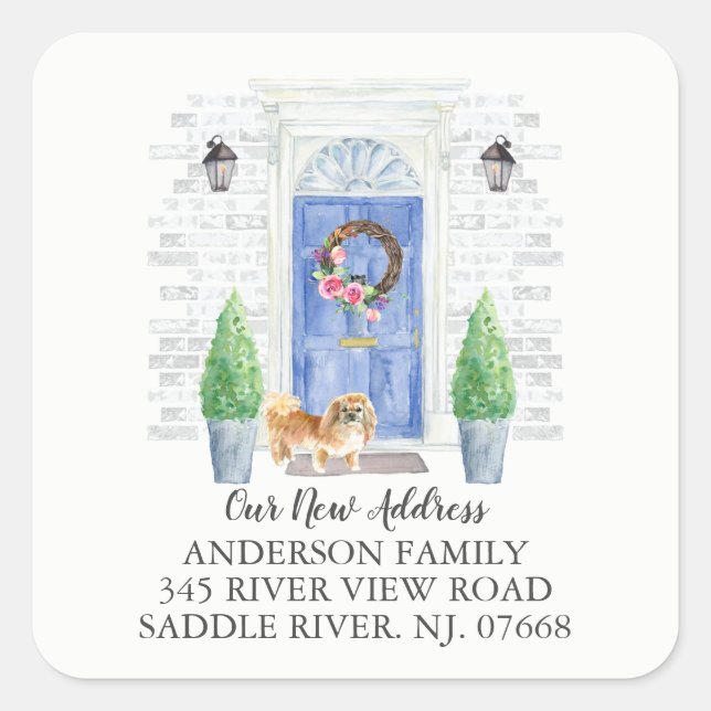 Pekingese Blue Door New Address Label (Front)