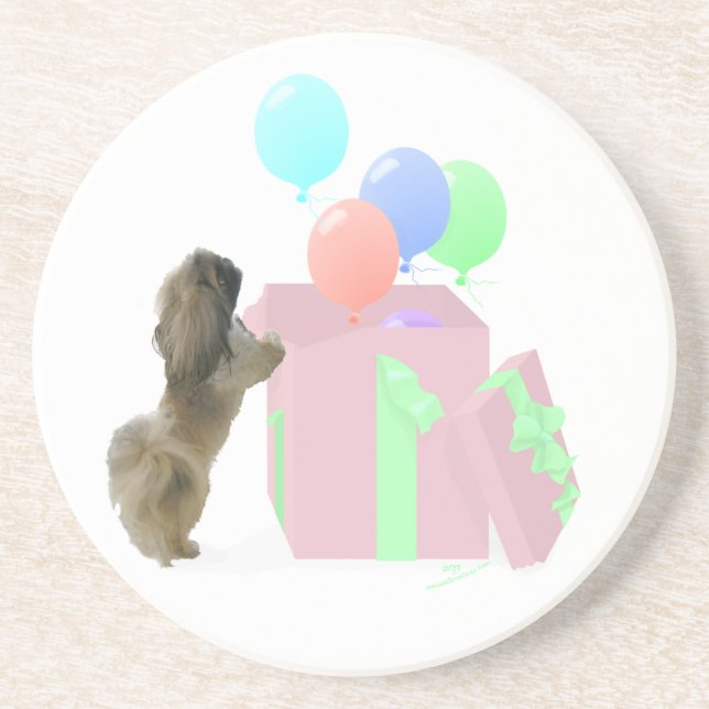 Pekingese Celebration Balloons Coaster (Front)