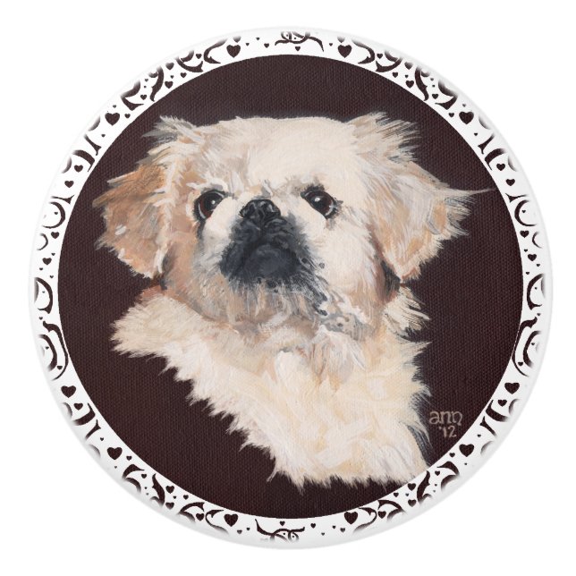 Pekingese Ceramic Knob (Front)