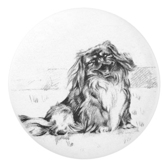 Pekingese Ceramic Knob (Front)