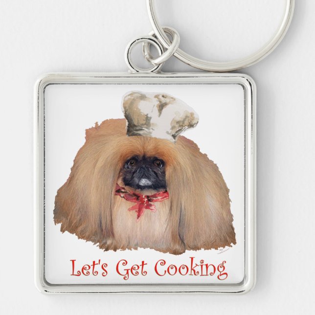 Pekingese Chef - Female Keychain (Front)