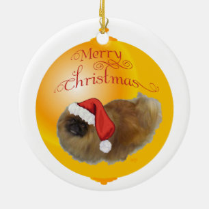 Pekingese Christmas Ceramic Ornament