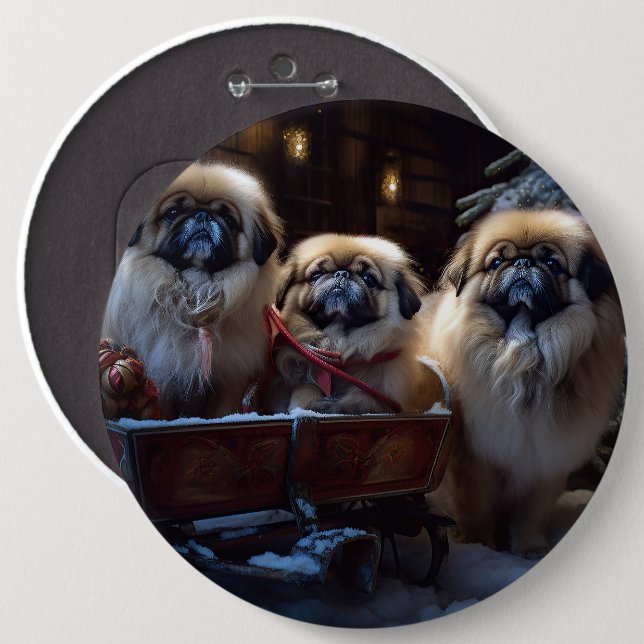 Pekingese Christmas Festive Season 6 Inch Round Button (Front & Back)
