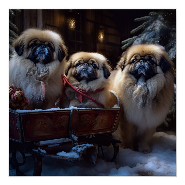 Pekingese Christmas Festive Season Poster (Front)