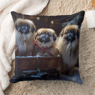 Pekingese Christmas Festive Season Throw Pillow