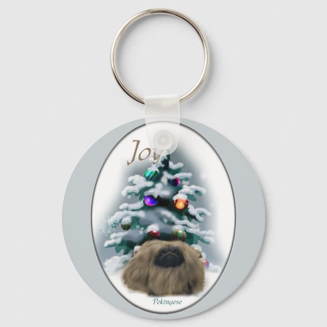 Pekingese Christmas Gifts Keychain (Front)