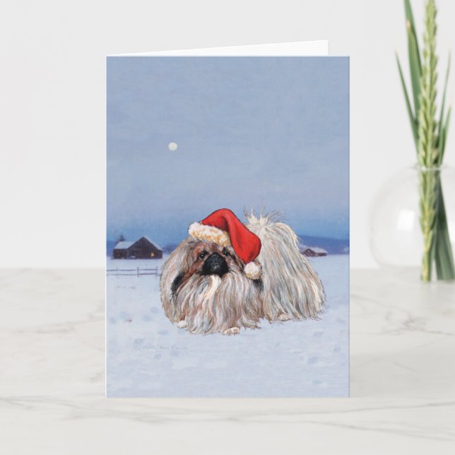 Pekingese Christmas Greeting Card (Front)