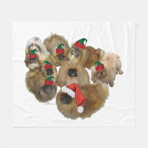 Pekingese Christmas Group Fleece Blanket