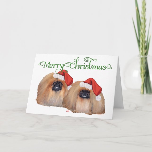 Pekingese Christmas Holiday Card (Front)