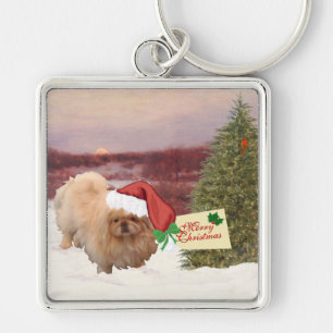 Pekingese Christmas Keychain
