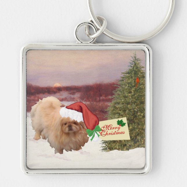 Pekingese Christmas Keychain (Front)